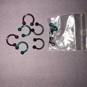 14 gauge piercing rings, metallic color
